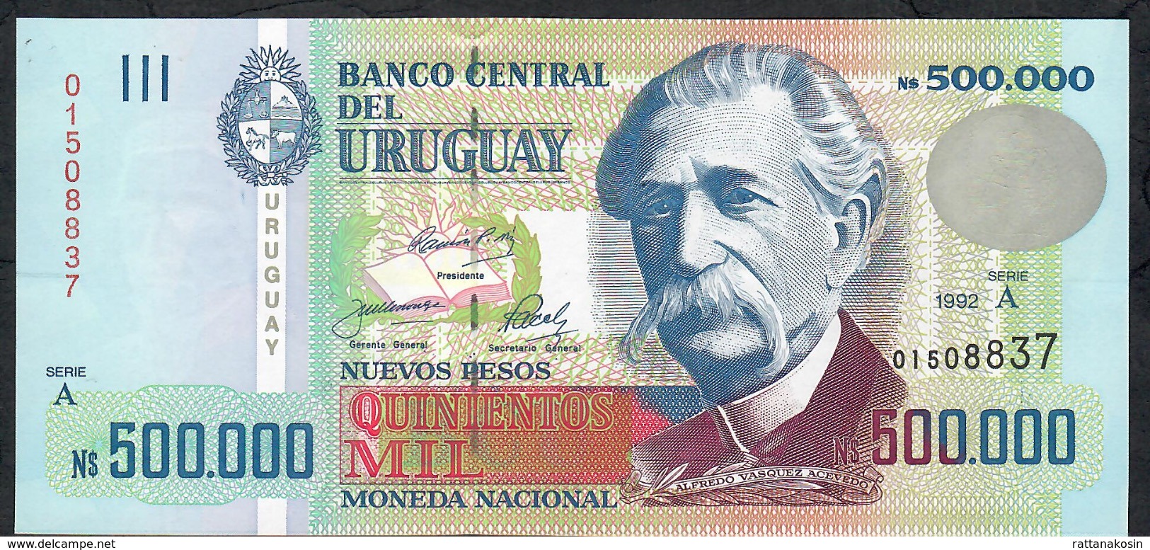 URUGUAY P73 500.000 NUEVOS PESOS 1992 Serie A      UNC. - Uruguay