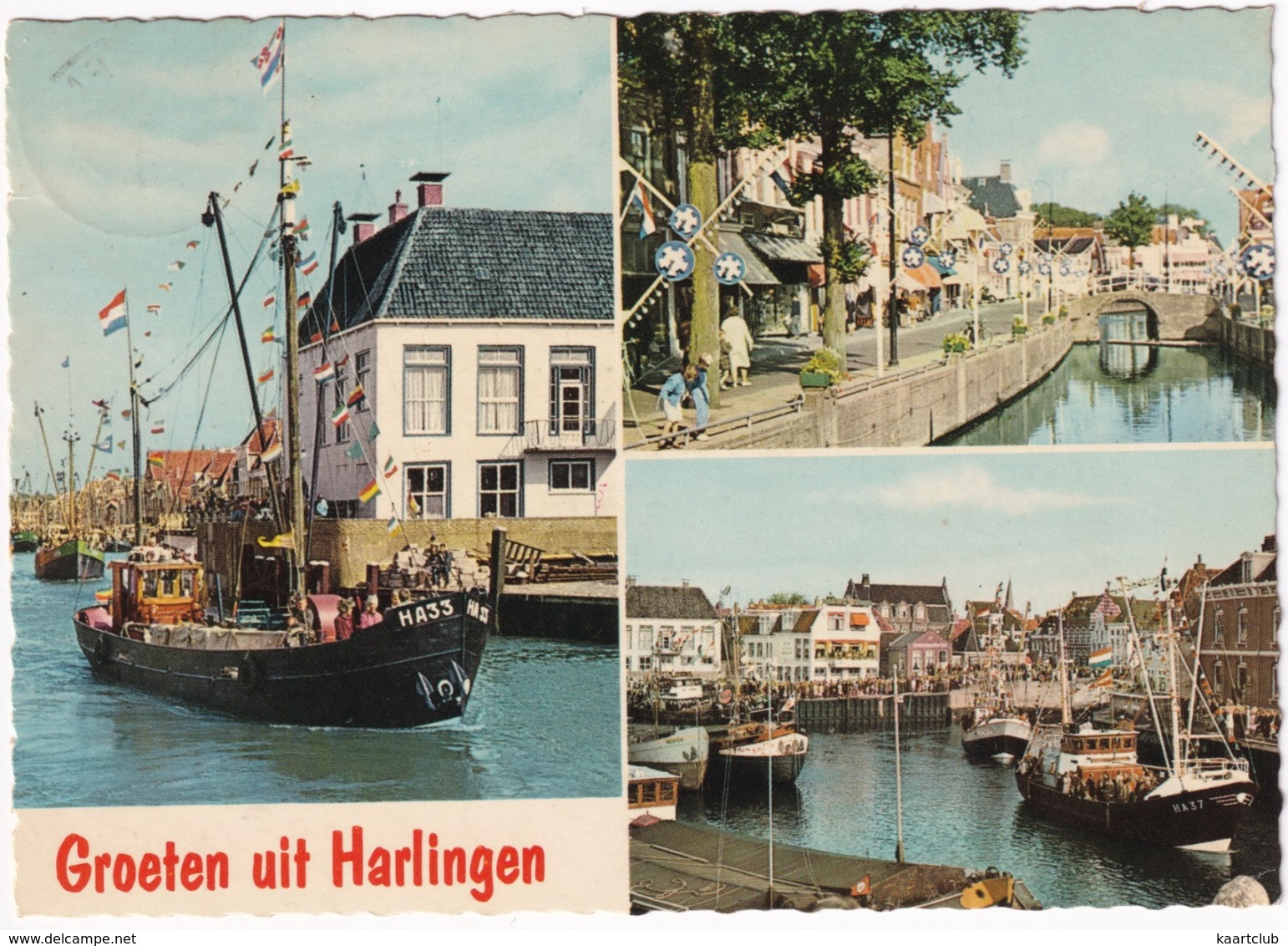 Groeten Uit  Harlingen: 'HA33' VISSERSSCHIP, Haven, Kade - Harlingen