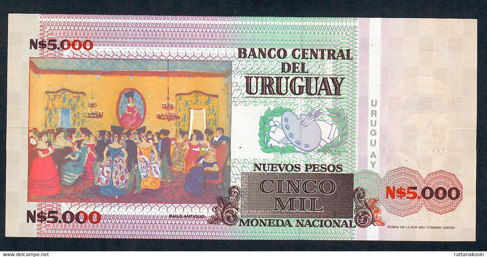 URUGUAY UNISSUED P68A 5000 NUEVOS PESOS 1989 Serie A LOW # 00005193 UNC. - Uruguay