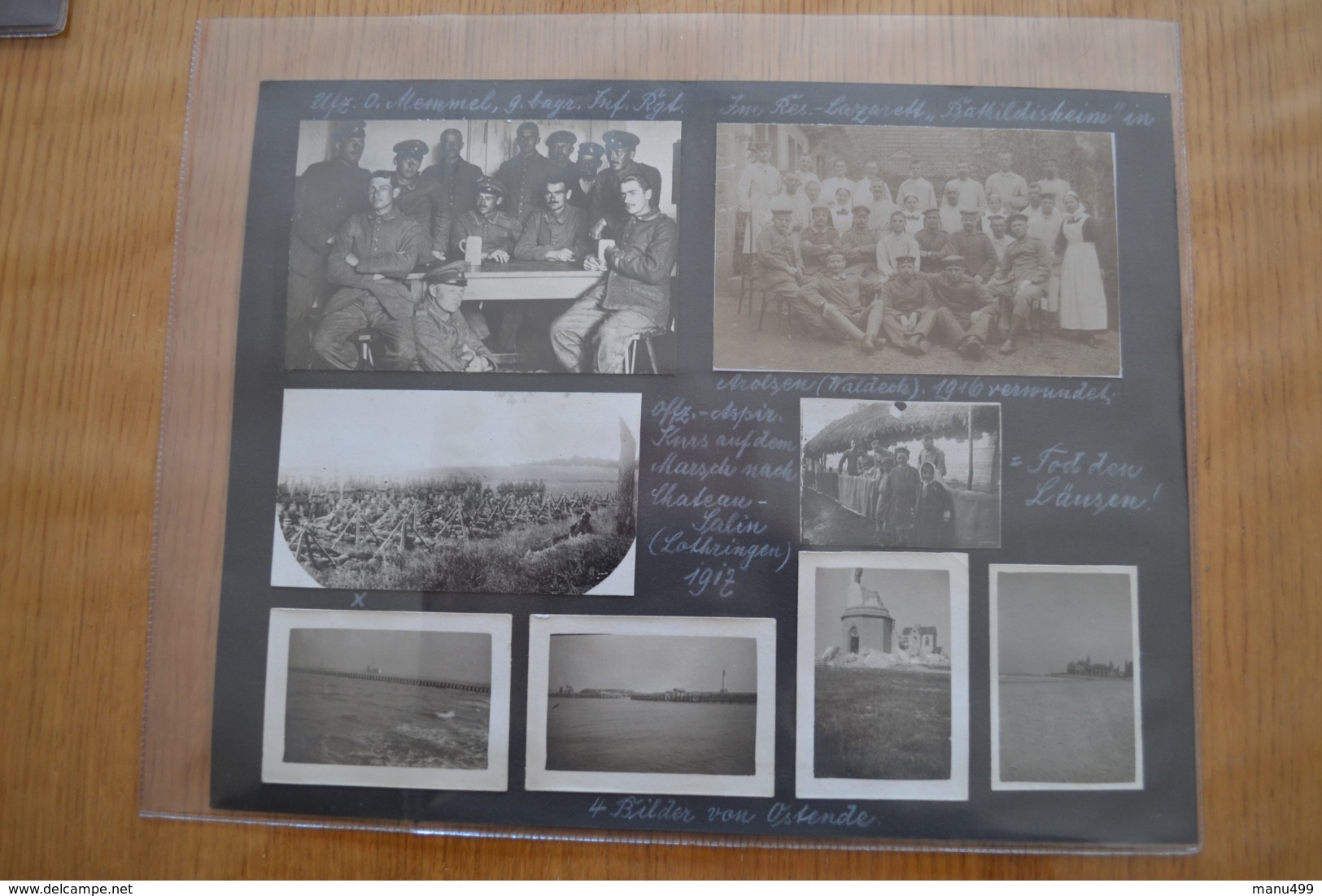 WW1 Krieg : Double Page Album Sous-officier Allemand 1918 (4X Ostende) - 1914-18