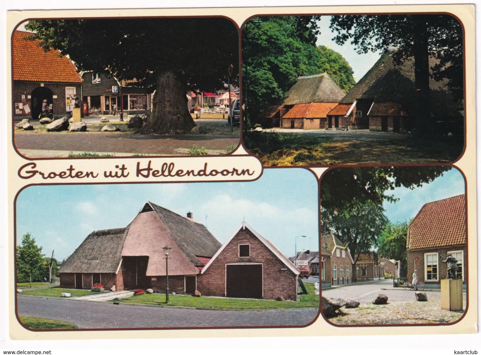 Groeten Uit Hellendoorn - Fietsenwinkel 'Gazelle' Neon, Met Oude Benzinepomp, Boerderijen - Hellendoorn
