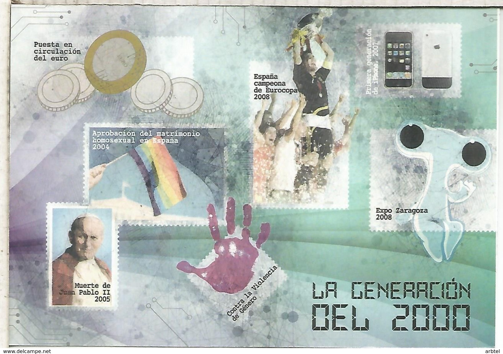 ENTERO POSTAL GENERACION 2000 CON MAT PRIMER DIA PAPA JUAN PABLO II EURO GAY IPHONE EXPO ZARAGOZA FU - 1931-....