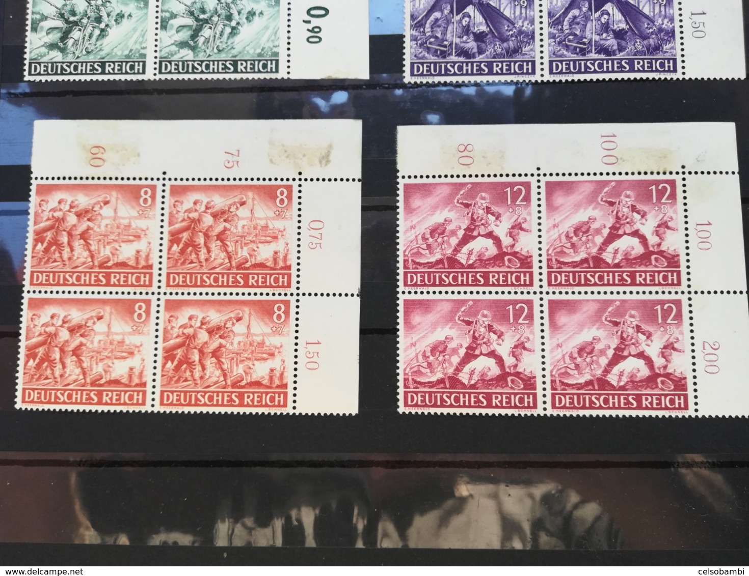 GERMAN EMPIRE 1943 Hero Memorial Day 9 BLOCKS OF 4 STAMPS - NEW STAMPS - Ungebraucht