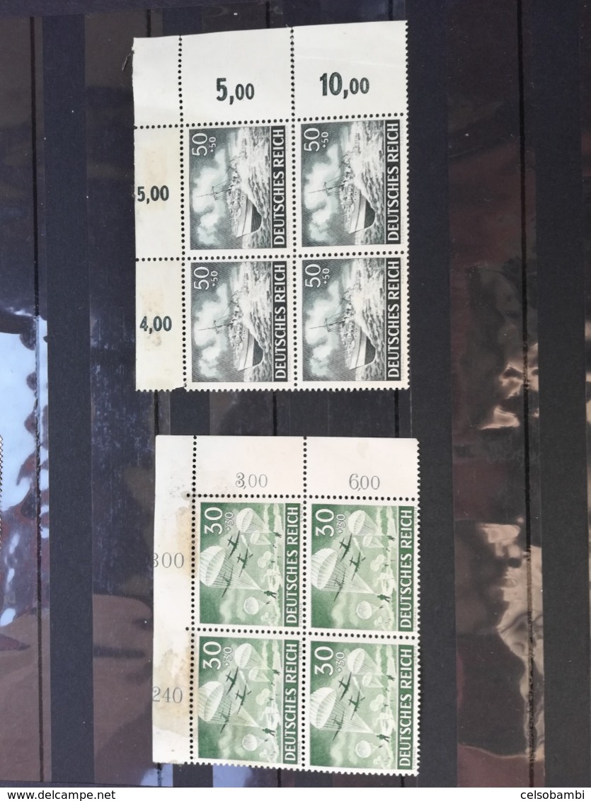 GERMAN EMPIRE 1943 Hero Memorial Day 9 BLOCKS OF 4 STAMPS - NEW STAMPS