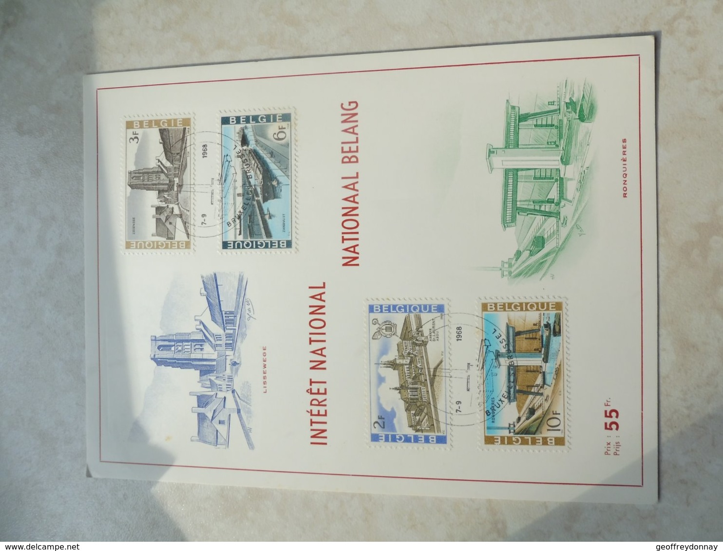 Timbre Belgique  Carte Souvenir Ronquieres Lissewege 1968 - Cartes Souvenir – Emissions Communes [HK]
