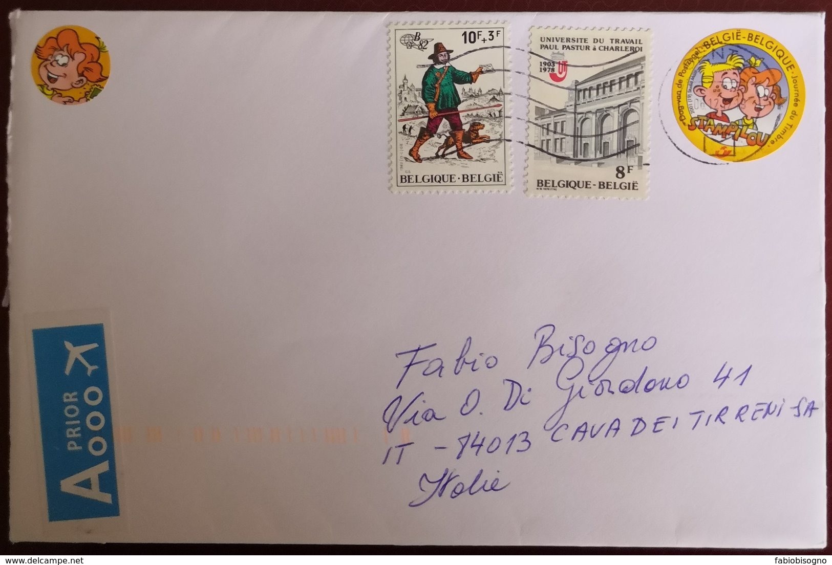 2012 Belgique -  Used Stamps On Air Mail (label) Cover To Italy - Covers & Documents