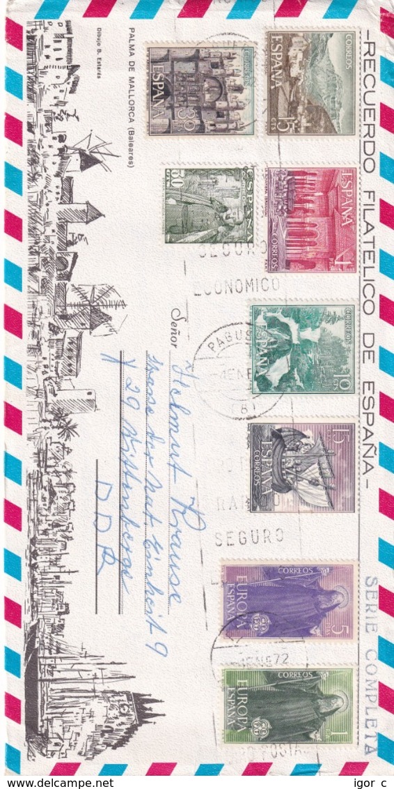 Spain 1971 Air Mail Cover To Germany: Tourism Nature; Castle Beliver Palma De Malorca; Architecture; Boat; Europa CEPT - Other & Unclassified