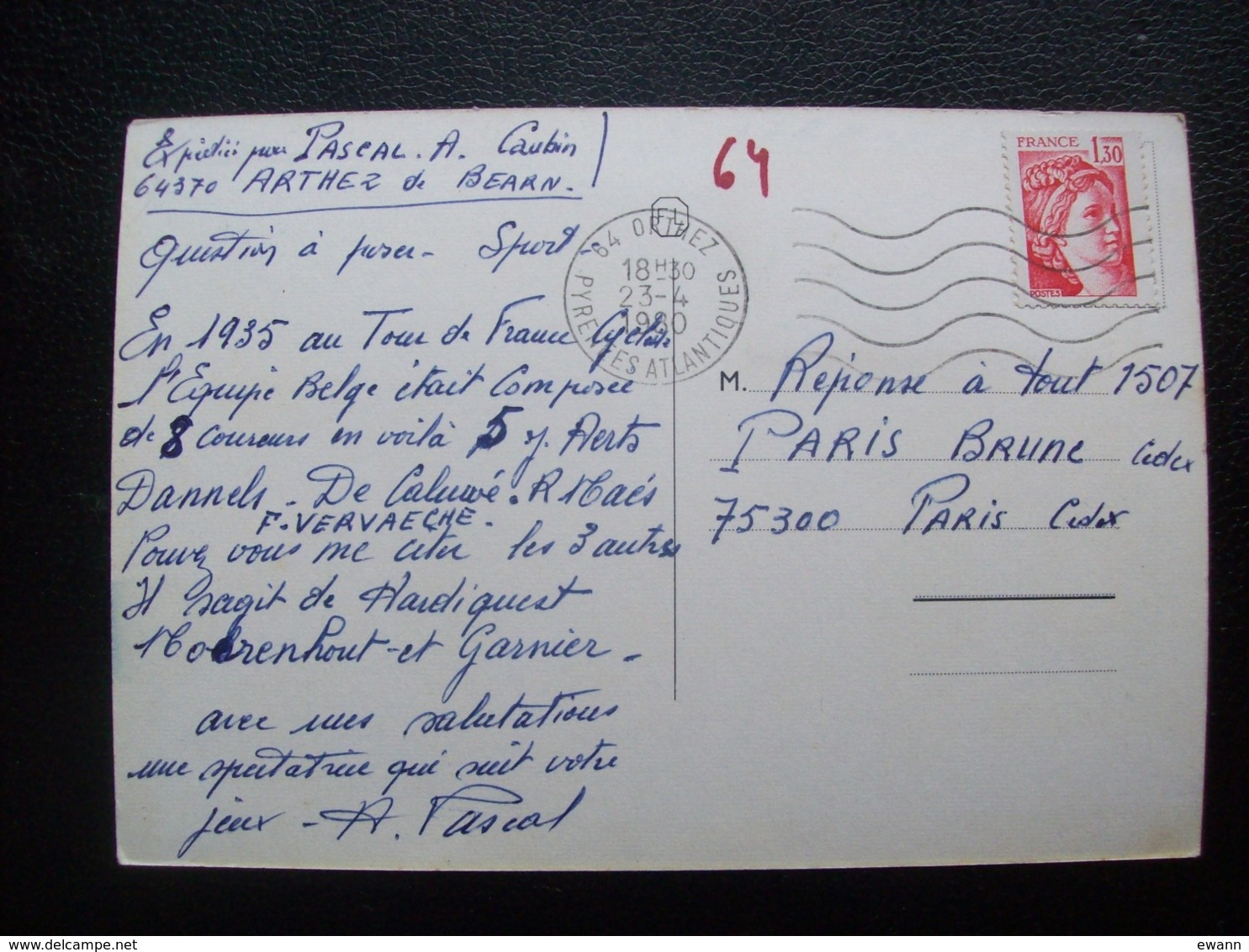 Carte Postale " J'ai Bu à Votre Santé à Arthez-de-Béarn" - Arthez De Bearn