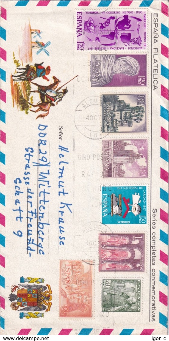 Spain 1972 Air Mail Cover To Germany: Tourism Nature; Es Pontas Malorca; Architecture; Don Kihote; Coat Of Arms Eagle; - Other & Unclassified