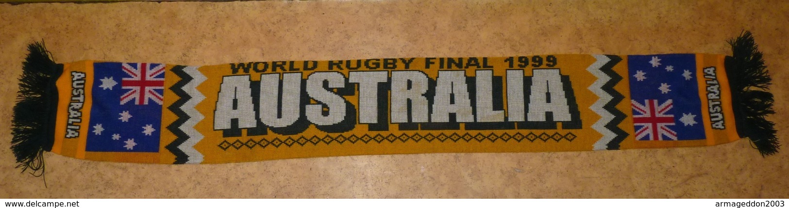 VERITABLE Echarpe RUGBY WORLD RUGBY FINAL 1999 AUSTRALIE AUSTRALIA BE RARE  BON ETAT - Rugby