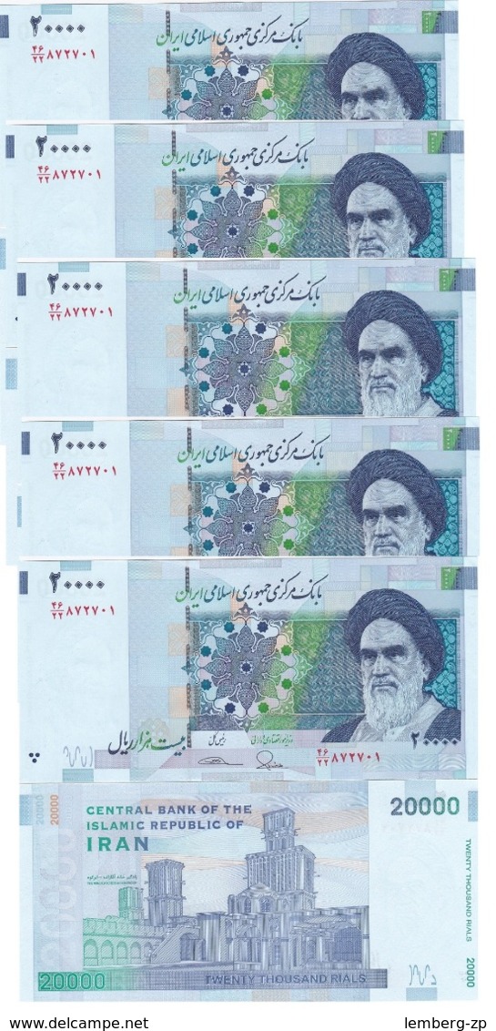 Iran - 5 Pcs X 20000 Rials 2014 UNC P. 153(1) Lemberg-Zp - Iran