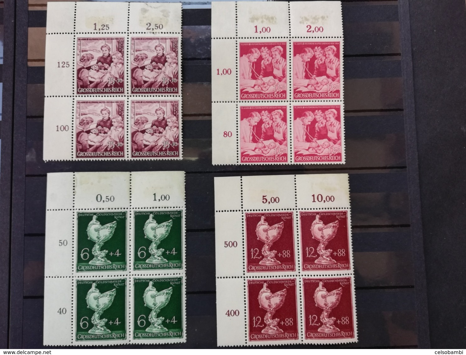 GERMAN EMPIRE 1943-44  12 BLOCKS OF 4 STAMPS - NEW STAMPS - Neufs