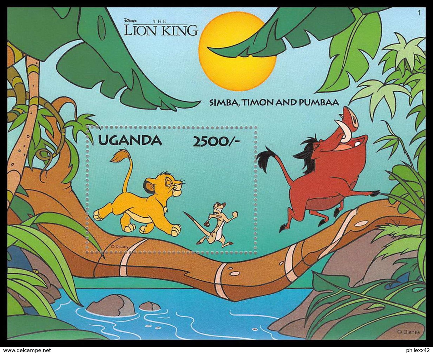 80205 Uganda Ouganda Le Roi Lion Lion's King Simba Timon Pumbaa Disney Bloc (BF) Neuf ** MNH - Disney