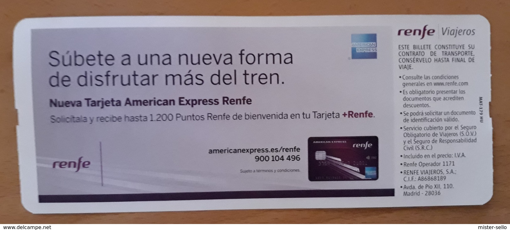 AVE BILLETE + RESERVA MADRID - ZARAGOZA. RENFE ESPAÑA. - Europa