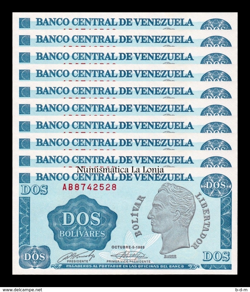 Venezuela Lot Bundle 10 Banknotes 2 Bolivares 1989 Pick 69 SC UNC - Venezuela