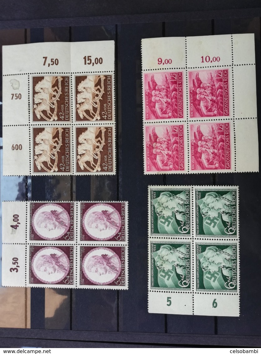 GERMAN EMPIRE 1941-45  12 BLOCKS OF 4 STAMPS - NEW STAMPS