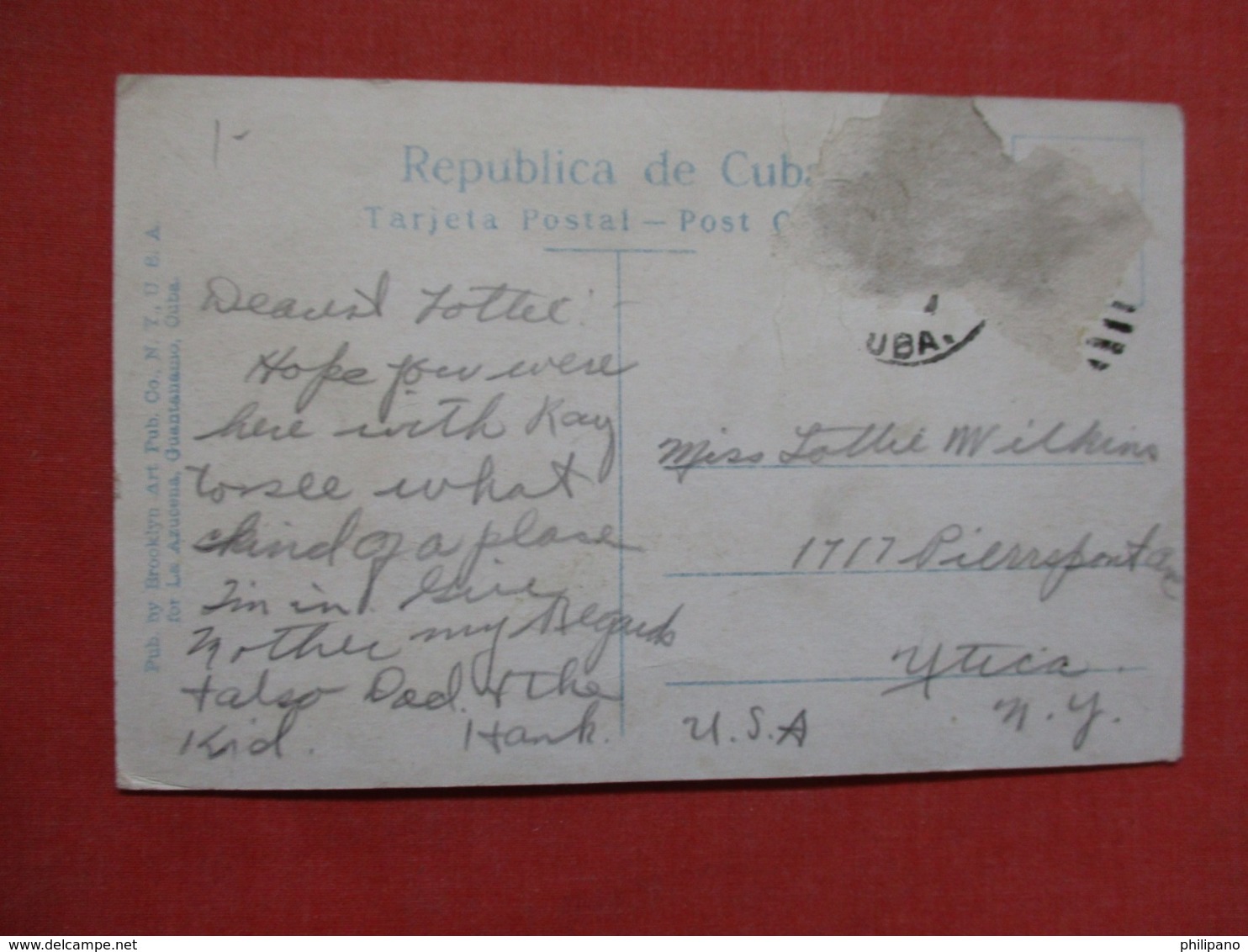 DE LA GUANTANAMO SUGAR CO. CREASE STAMP PULLED OFF BACK  Cuba   Ref 3686 - Cuba