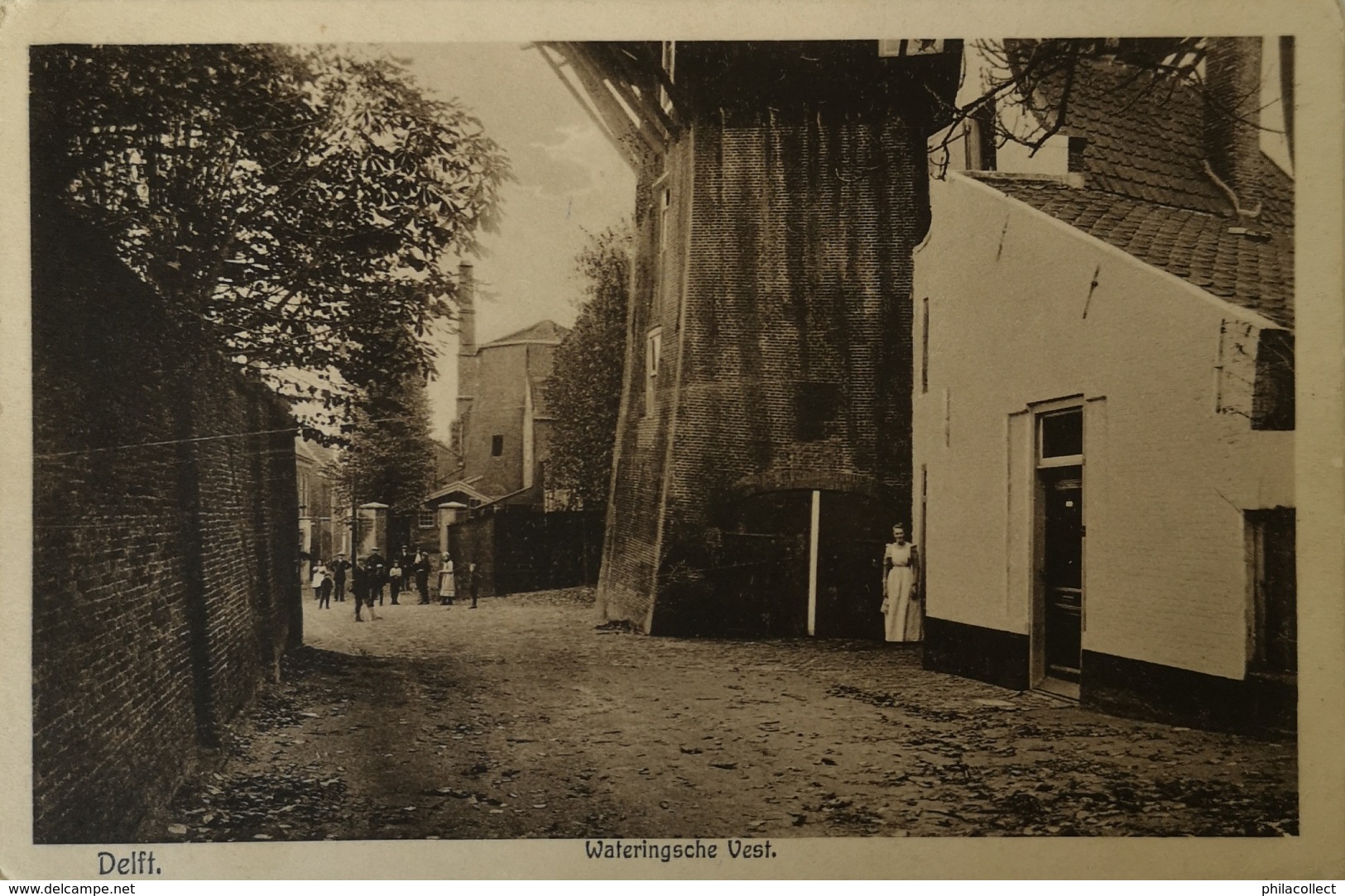 Delft // Wateringsche Vest Met Onderzijde Molen Militair Post 1916 - Delft