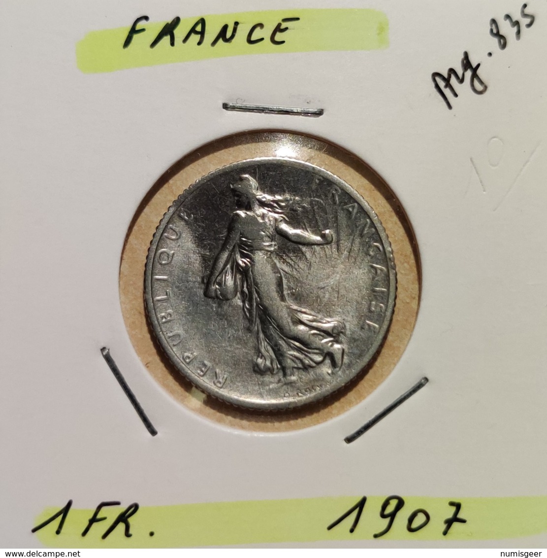 1 FRANC  -1907       ( 3° République ) --   2 SCANS - Autres & Non Classés