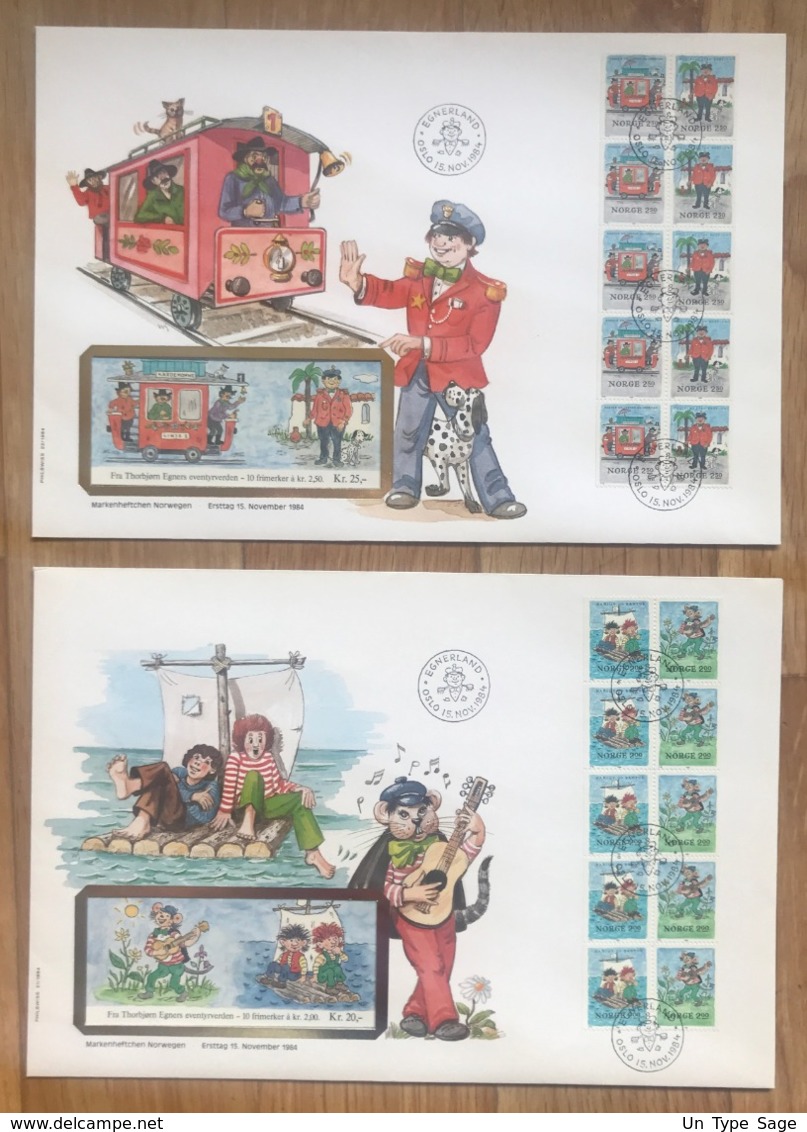 Norvège 2 (grandes) Lettres FDC Illustrées 1984 - (L121) - Brieven En Documenten