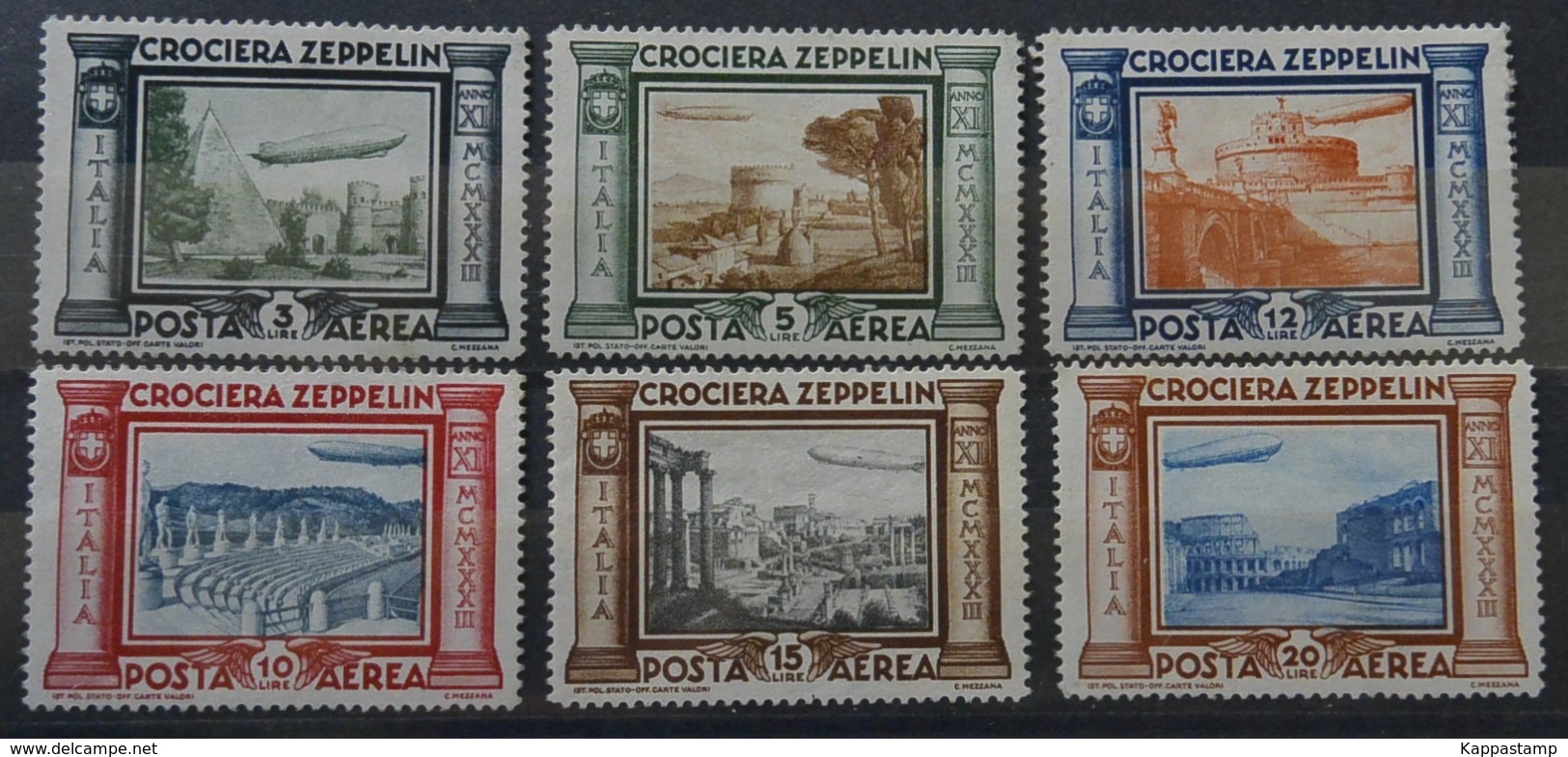 Italia SET 6V OTT.Centrattura .Crociera Zeppelin.MNH** SPL (AUK.28074 - Poststempel (Zeppeline)