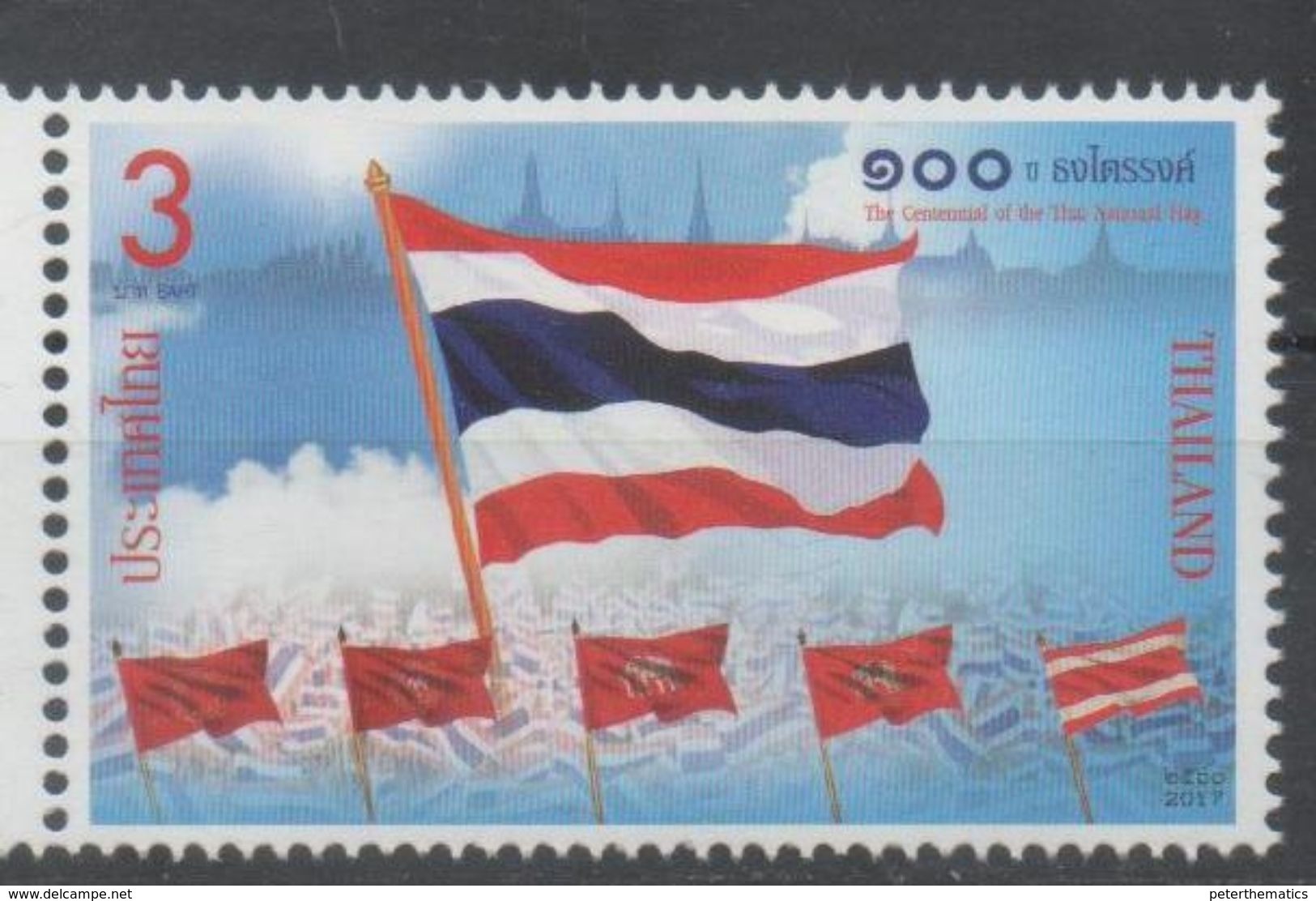 THAILAND, 2017, MNH, FLAGS, CENTENIAL OF THE THAI FLAG ,1v - Francobolli