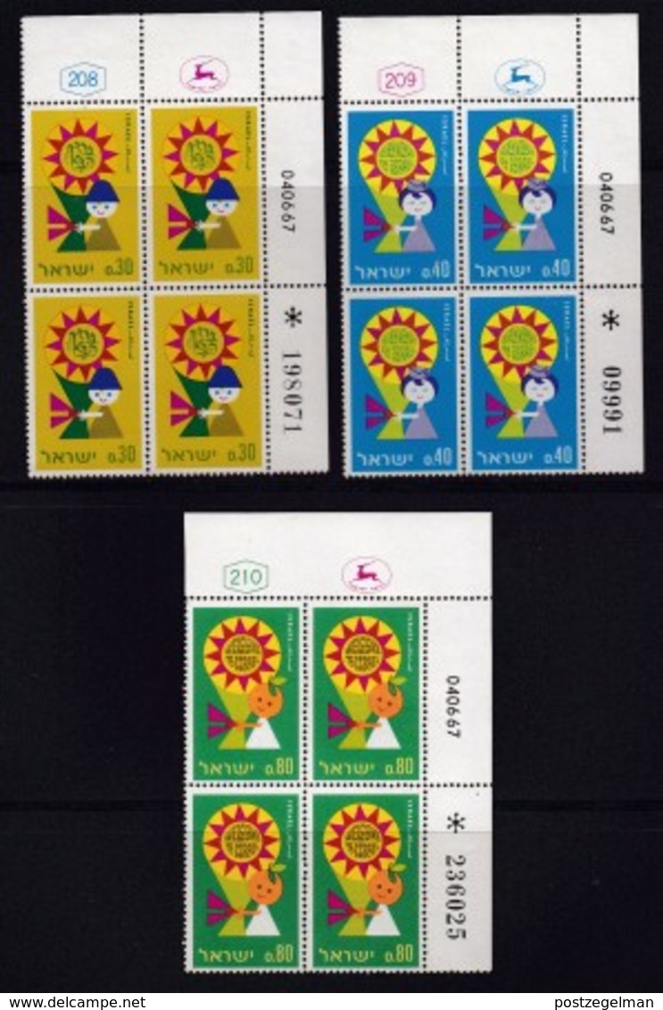 ISRAEL, 1967, Cylinder Blocks Without Tabs Of Mint Stamps, Tourist Year, SG369-371, X1043 - Blocks & Kleinbögen