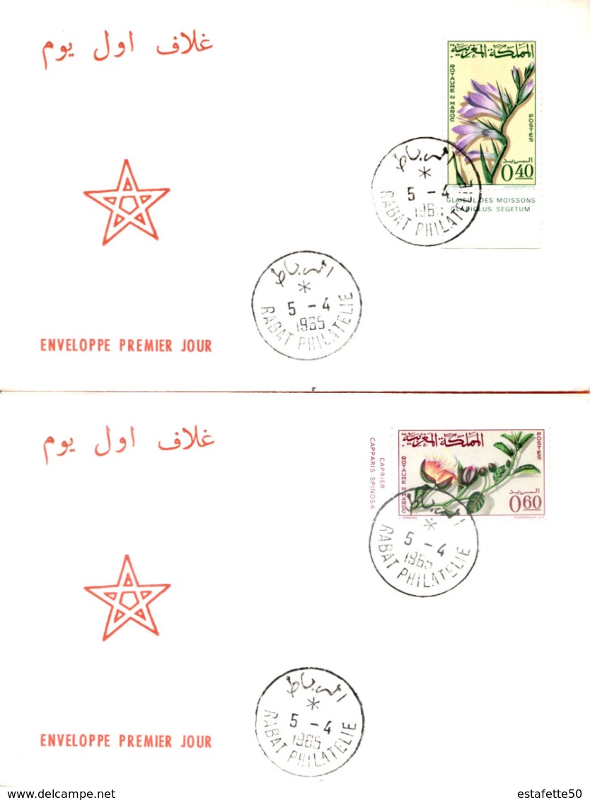 Maroc, 2 FDC 1965;YT N°481/482 " Fleurs,flowers "Morocco;Marruecos - Maroc (1956-...)