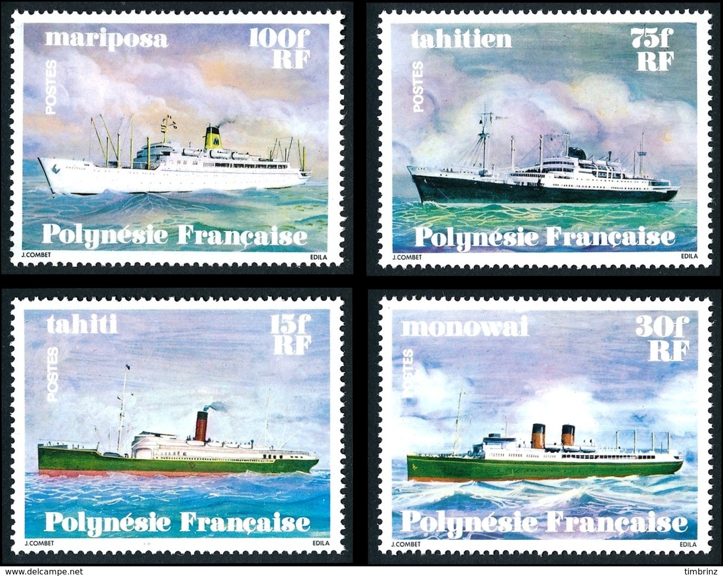 POLYNESIE 1978 - Yv. 124 125 126 Et 127 **   Cote= 18,00 EUR - Navires En Polynésie (4 Val.)  ..Réf.POL24468 - Ungebraucht