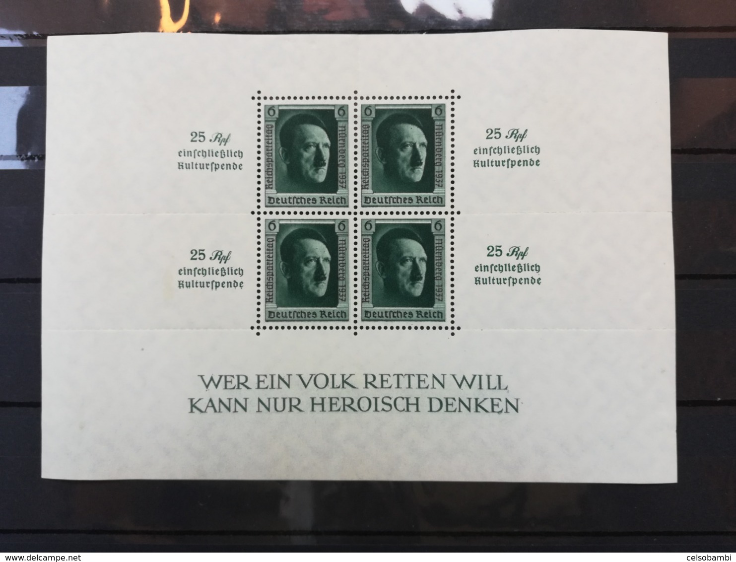 GERMAN EMPIRE 1937 Hitler - Minisheet 25 Rpf - Einschliesslich - Kultuespende - Ungebraucht