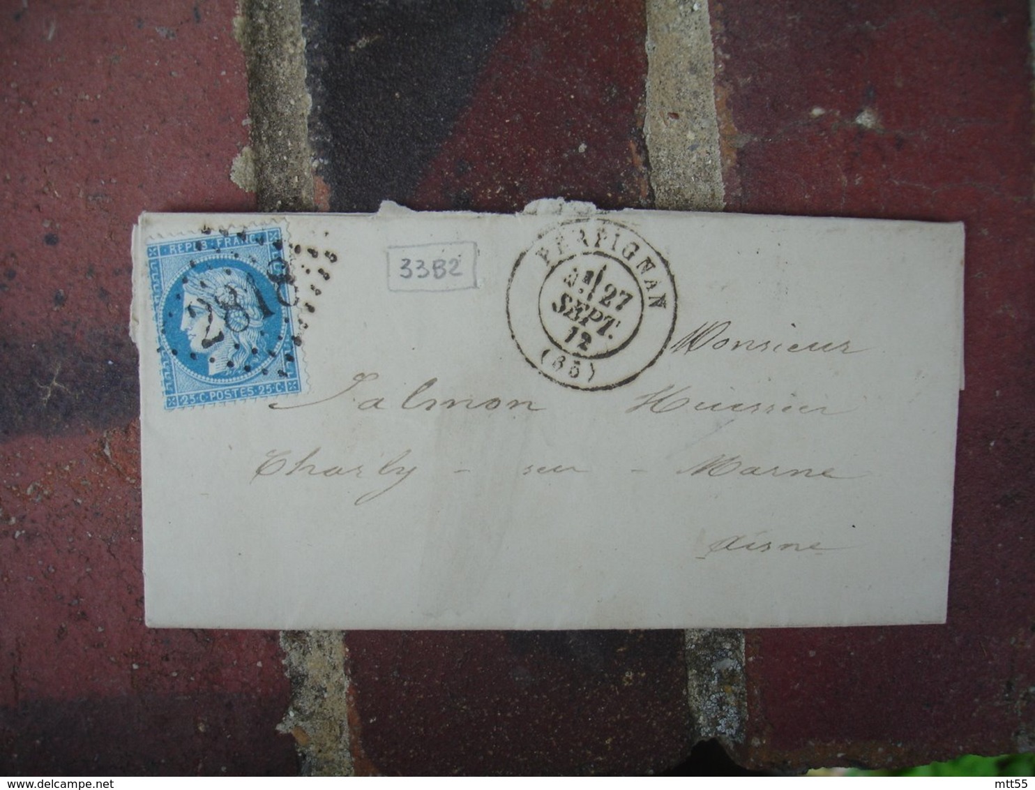 1872 Lettre Cachet Type 16 Arrivee Charly Sur Lettre Perpignan Obliteration Gros Chiffre 2818 - 1849-1876: Période Classique