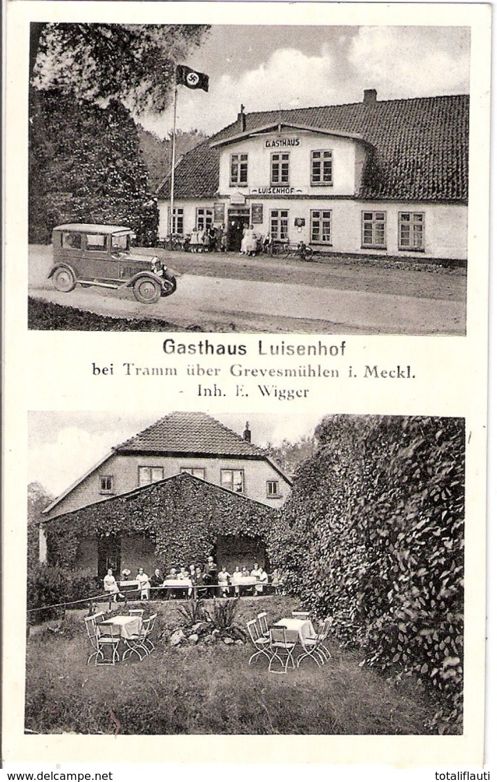 TRAMM über Grevesmühlen Mecklenburg Gasthof Luisenhof Belebt Oldtimer Landpost 18.7.1938 Gelaufen - Grevesmühlen