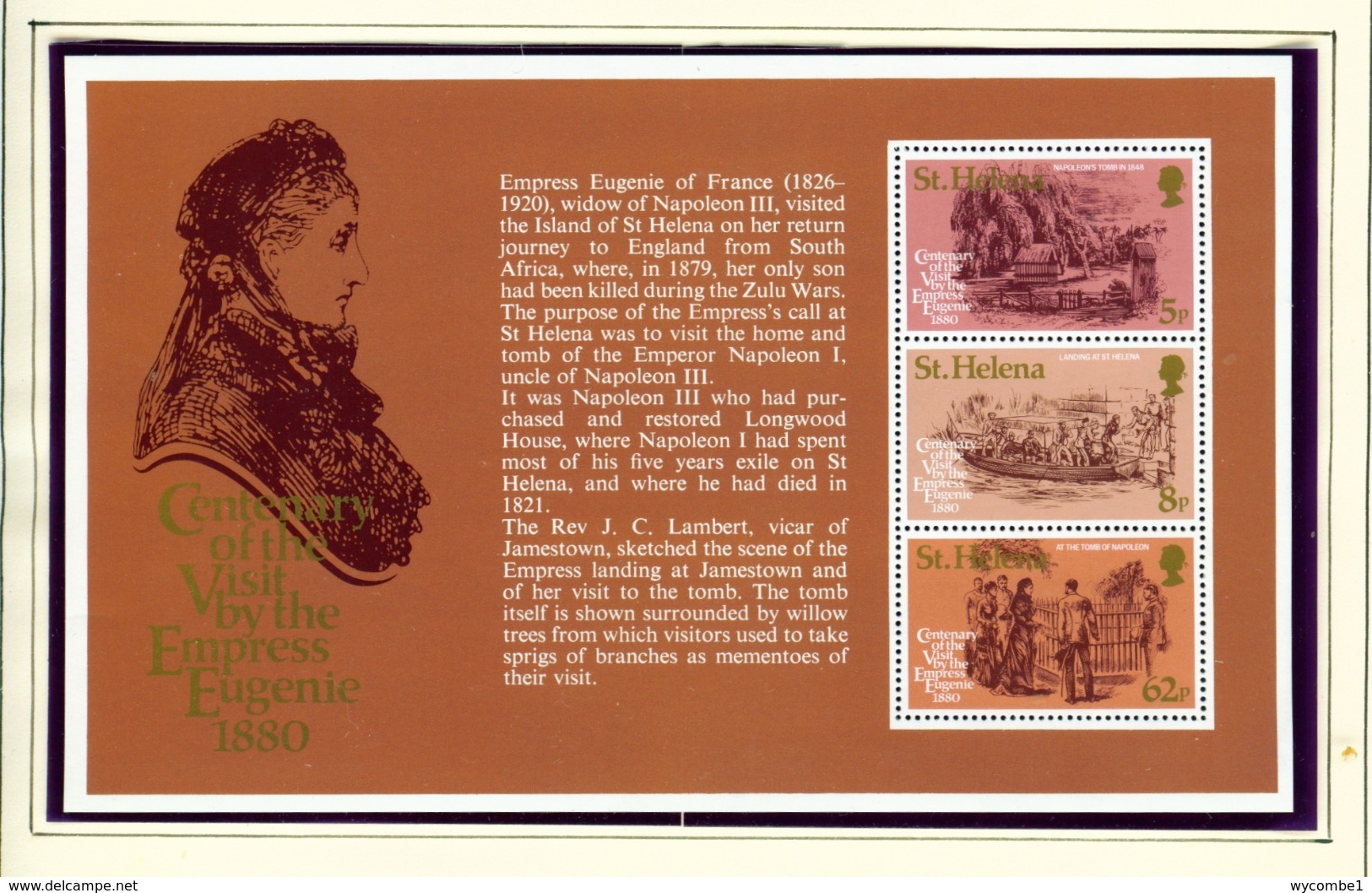 ST HELENA - 1980 Empress Eugenie Miniature Sheet Unmounted/Never Hinged Mint - Saint Helena Island