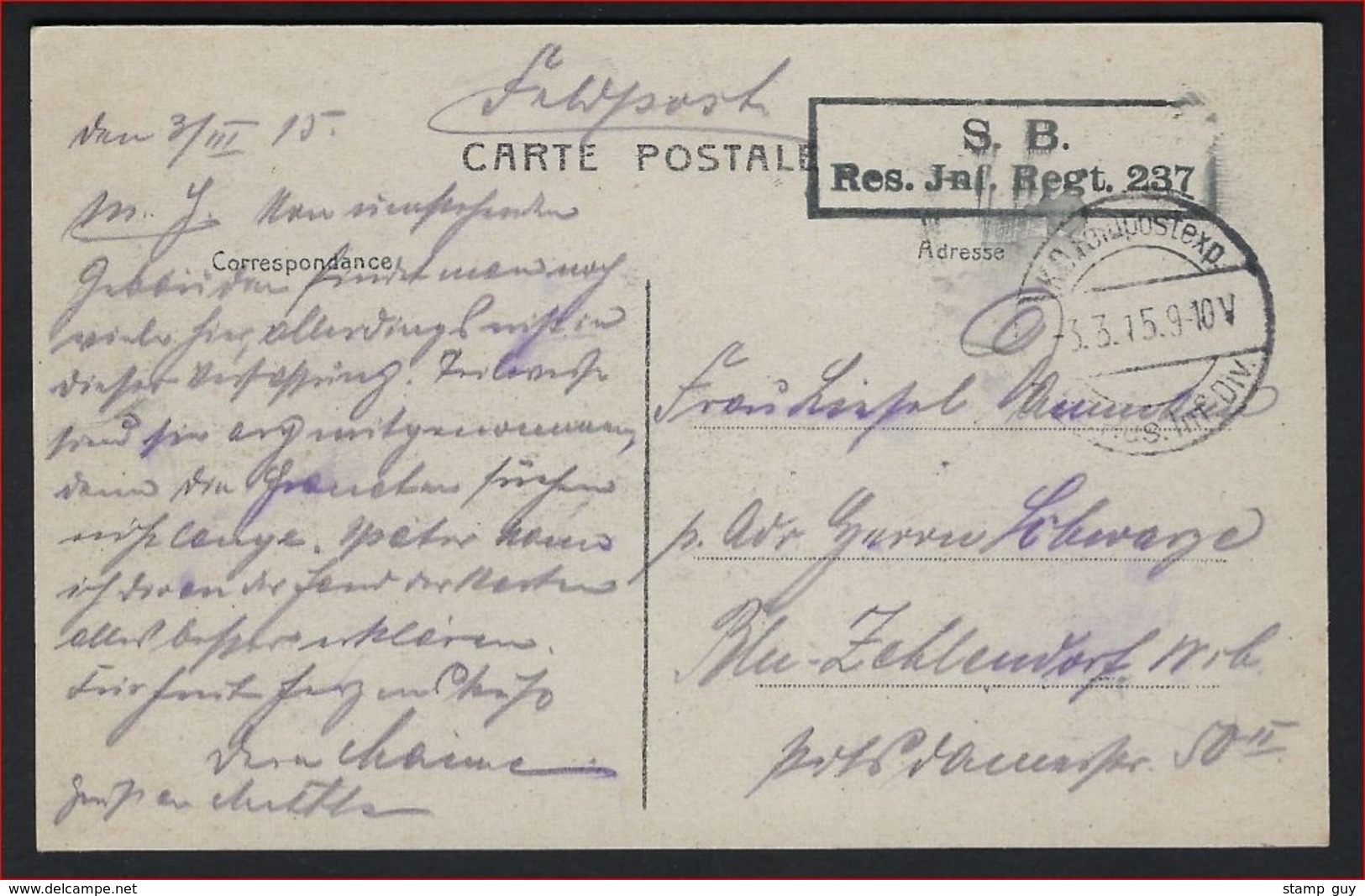 FELDPOST Postkaart Van Paschendaele Het Kasteel Met CENSUR Stempel 1915 K.D. Feldpostexp. ; Staat Zie 2 Scans ! - Other & Unclassified