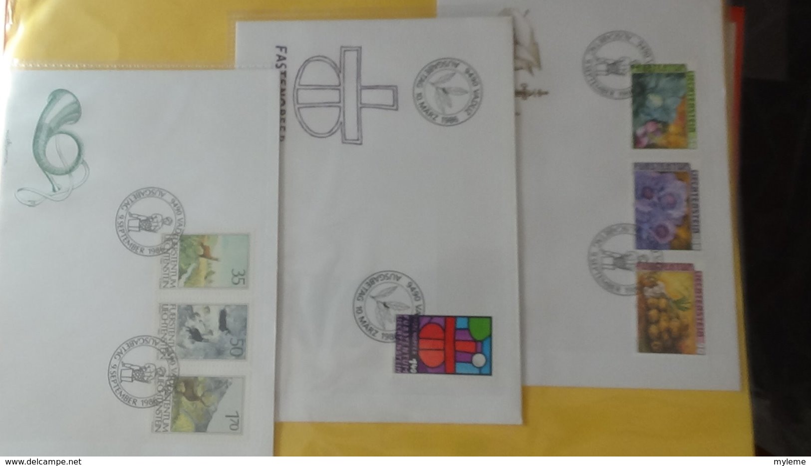 Dispersion d'une collection d'enveloppe 1er jour et autres dont 120 du LIECHTENSTEIN entre 1982 et 1992
