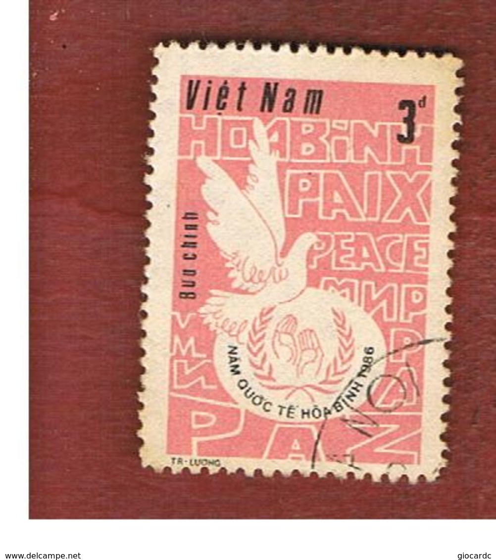 VIETNAM - SG 1017    -   1986   INT. PEACE YEAR: DOVE & EMBLEM                        -    USED - Vietnam