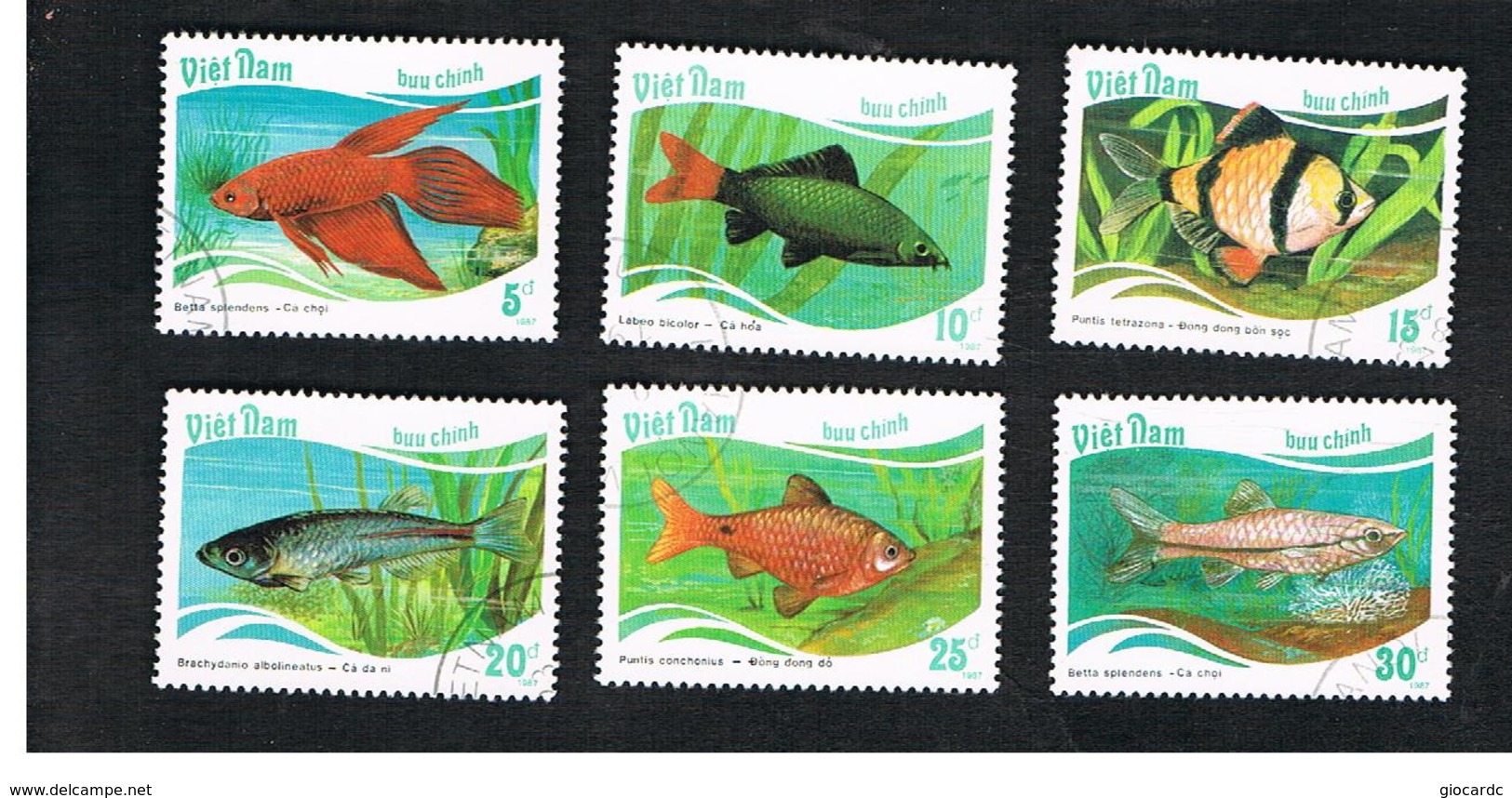 VIETNAM - SG 1111.1116    -   1987 FISHES                      -    USED - Vietnam