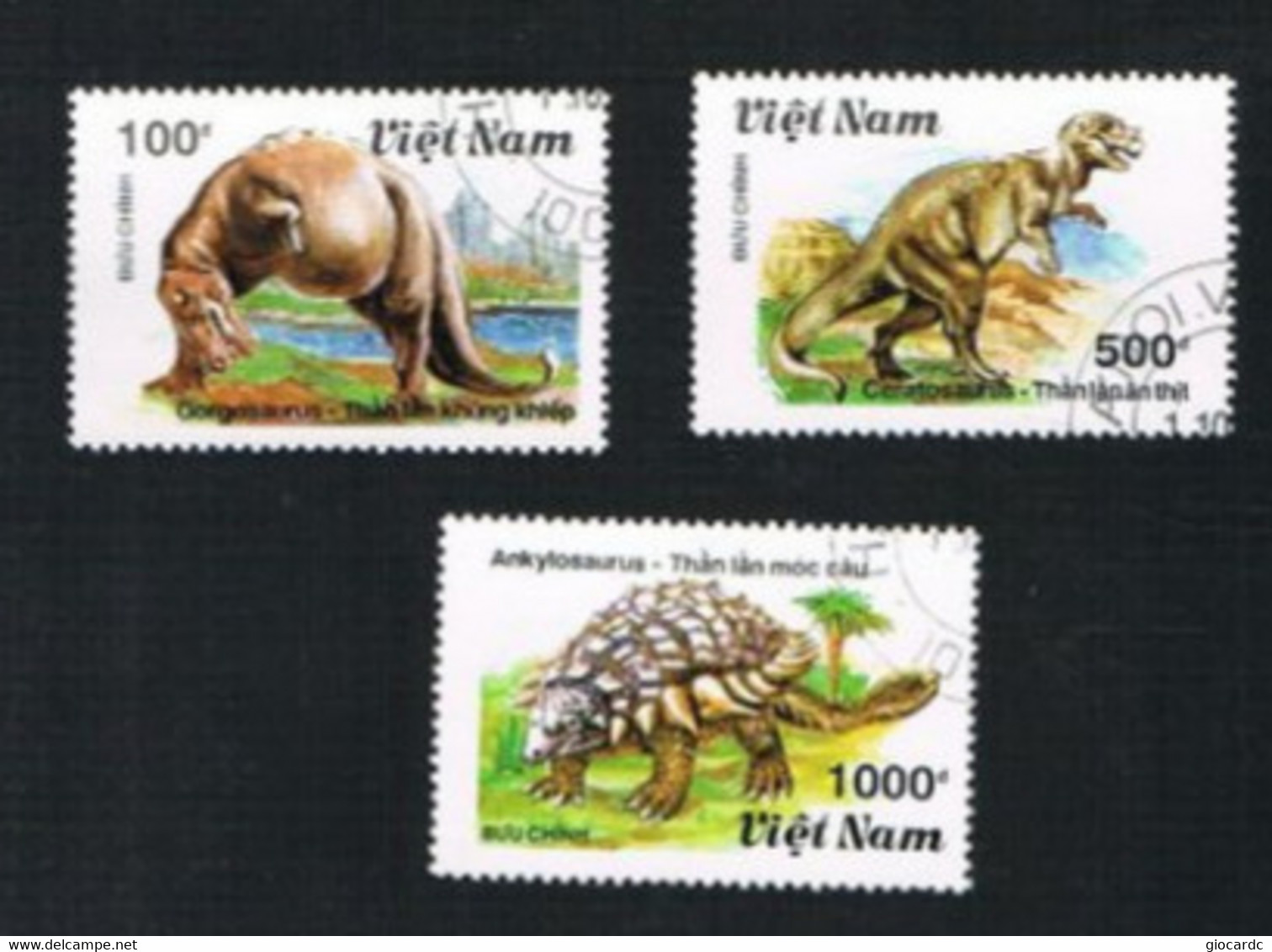 VIETNAM - SG 1461.1463  -   1990 PHREHISTORIC ANIMALS             -    USED - Vietnam