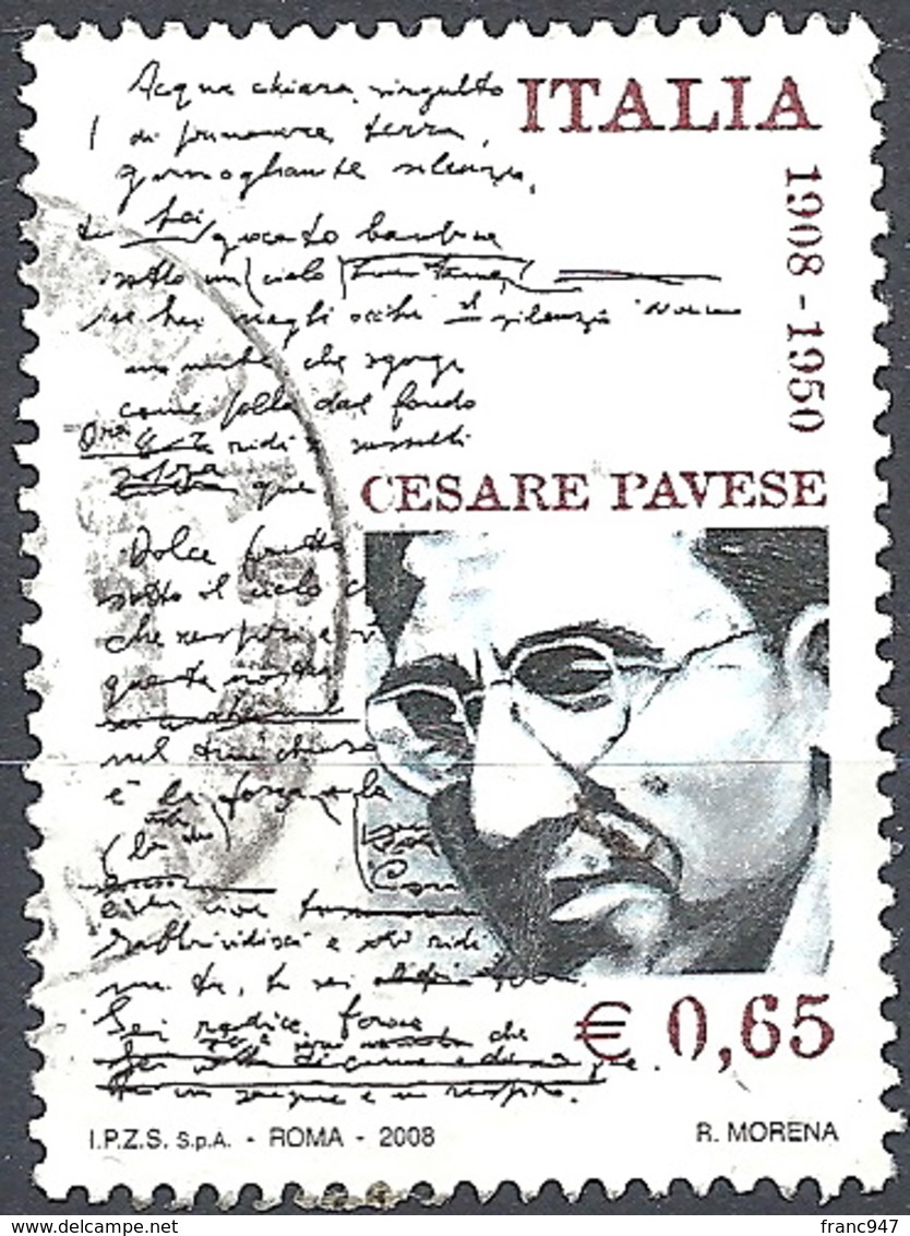 Italia, 2008 Cesare Pavese, 0.65€ Multi # Sassone 3056 - Michel 3265 - Scott 2896  USATO - 2001-10: Usados