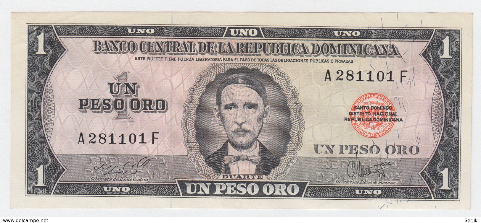 Dominican Republic 1 Peso Oro ND 1964 - 1973 AUNC Pick 99 - República Dominicana