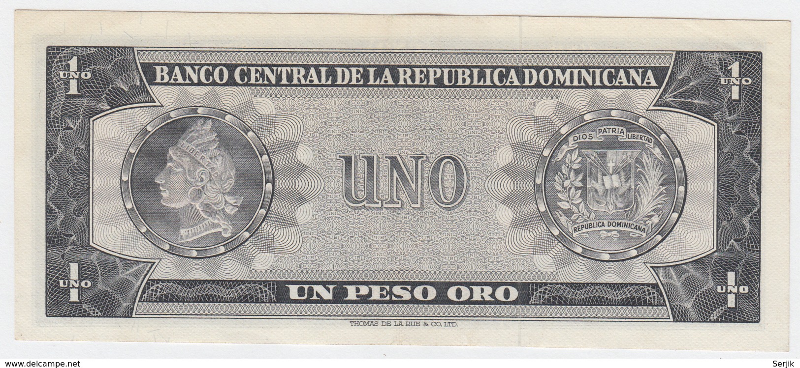 Dominican Republic 1 Peso Oro ND 1964 - 1973 AUNC Pick 99 - República Dominicana