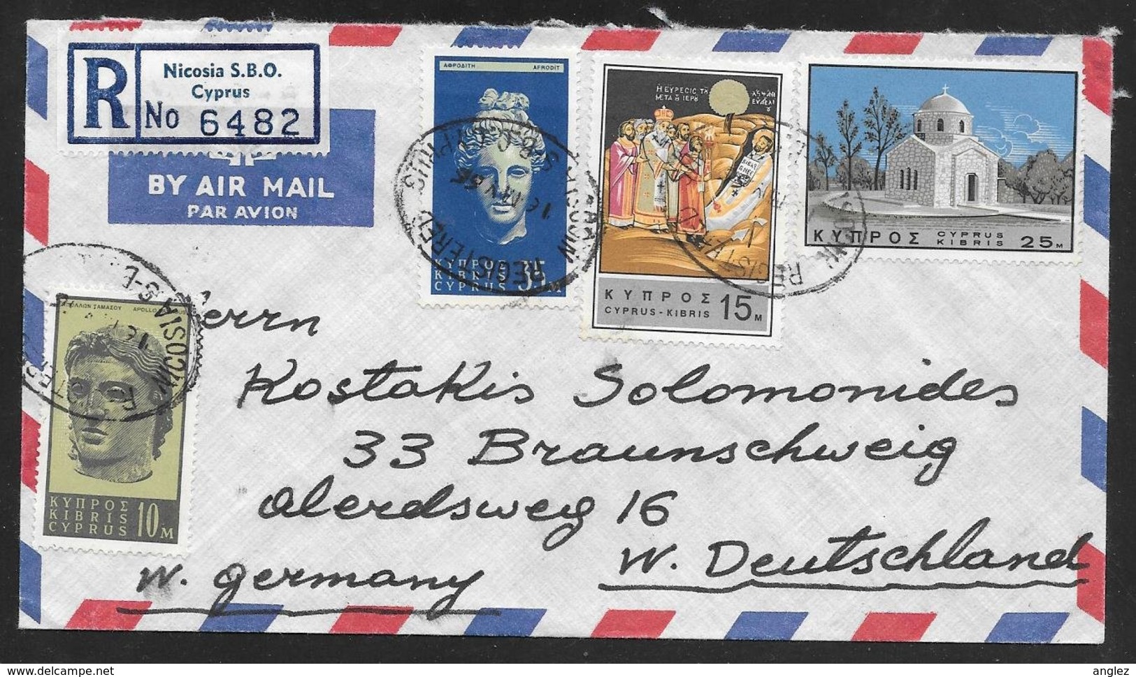 Cyprus - 1966 Registered Airmail Cover - Nicosia To Germany - Lettres & Documents