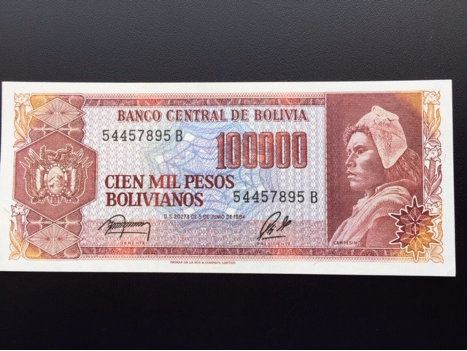 BOLIVIA P171 100000 PESOS BOLIVIANOS 5.6.1984 UNC - Bolivië