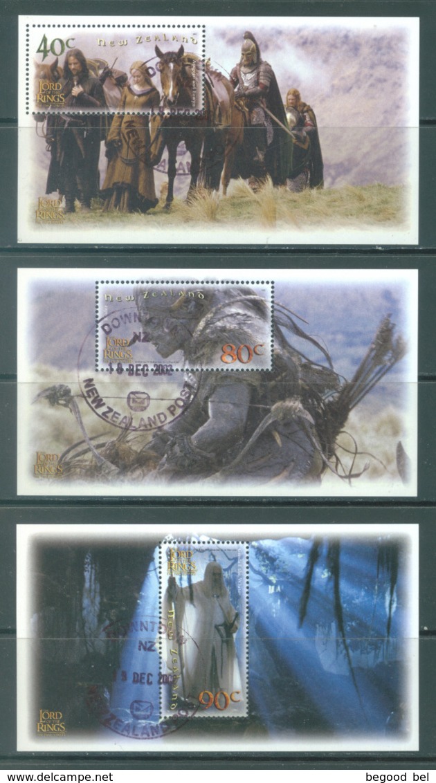 NEW ZEALAND - USED/OBLIT. - 2002 - MOVIE LORD OF THE RINGS - Yv BLOC 165-170 MINISHEET -  Lot 20685 - Blocs-feuillets