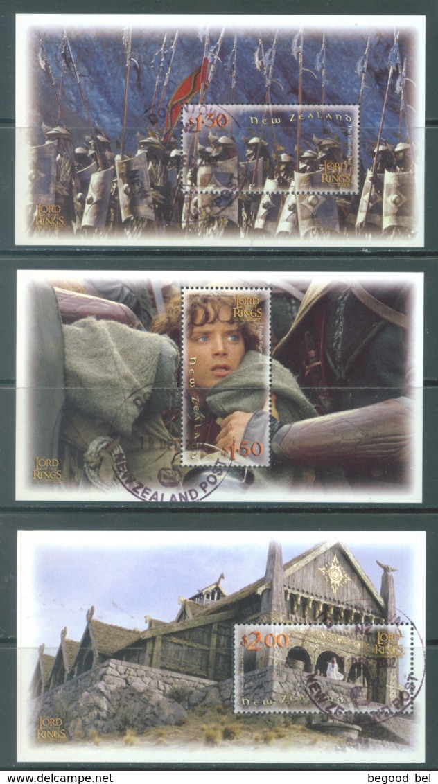 NEW ZEALAND - USED/OBLIT. - 2002 - MOVIE LORD OF THE RINGS - Yv BLOC 165-170 MINISHEET -  Lot 20685 - Blocs-feuillets