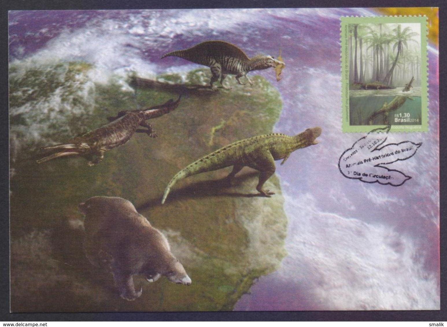 BRAZIL 2014 - Prehistoric Animals, MAXIMUM CARD Complete Set Of 4 Cards - Maximumkaarten