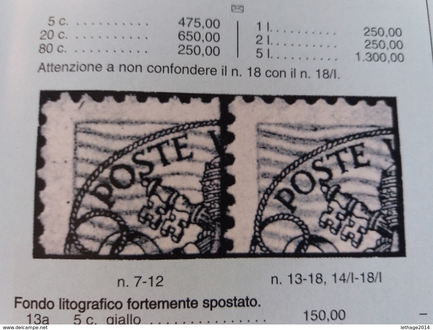 VATICANO PIO XII 1946 TRIREGNO E CHIAVI DECUSSATE NUOVA TIRATURA CURVA INTERNA CORNICE SUP. E LINEE+GROSSE MHL FISCAL