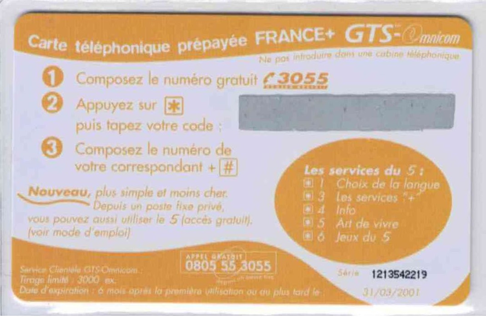 TOP COLLECTION  - Carte Prépayée Française - Voir Scans - Rarissime Tirage 3000 - Other & Unclassified