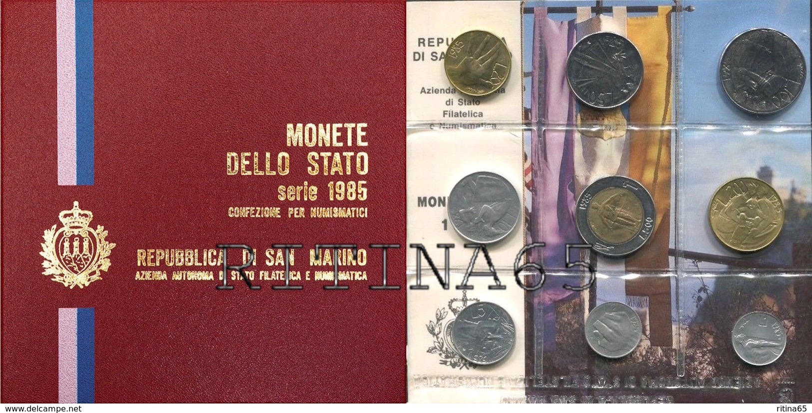 SAN MARINO DIVISIONALE ANNO 1985 9 VALORI FDC SET ZECCA - San Marino