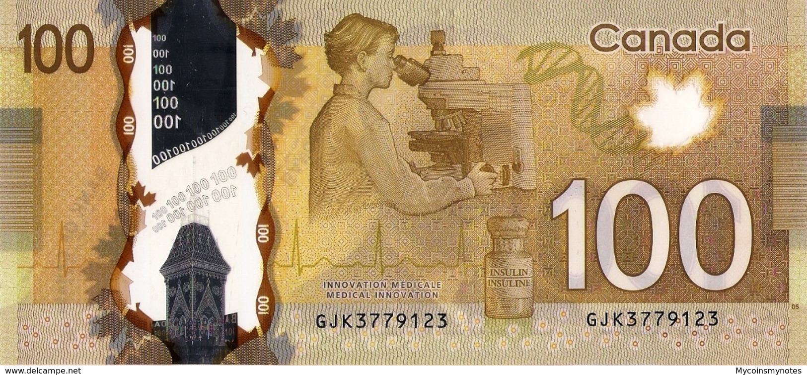 CANADA 100 DOLLAR 2011 "2016", P110, Sir Robert Borden, Polymer, UNC - Canada